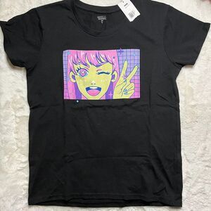 Brisco Brands anime girl peace sign graphic t-shirt